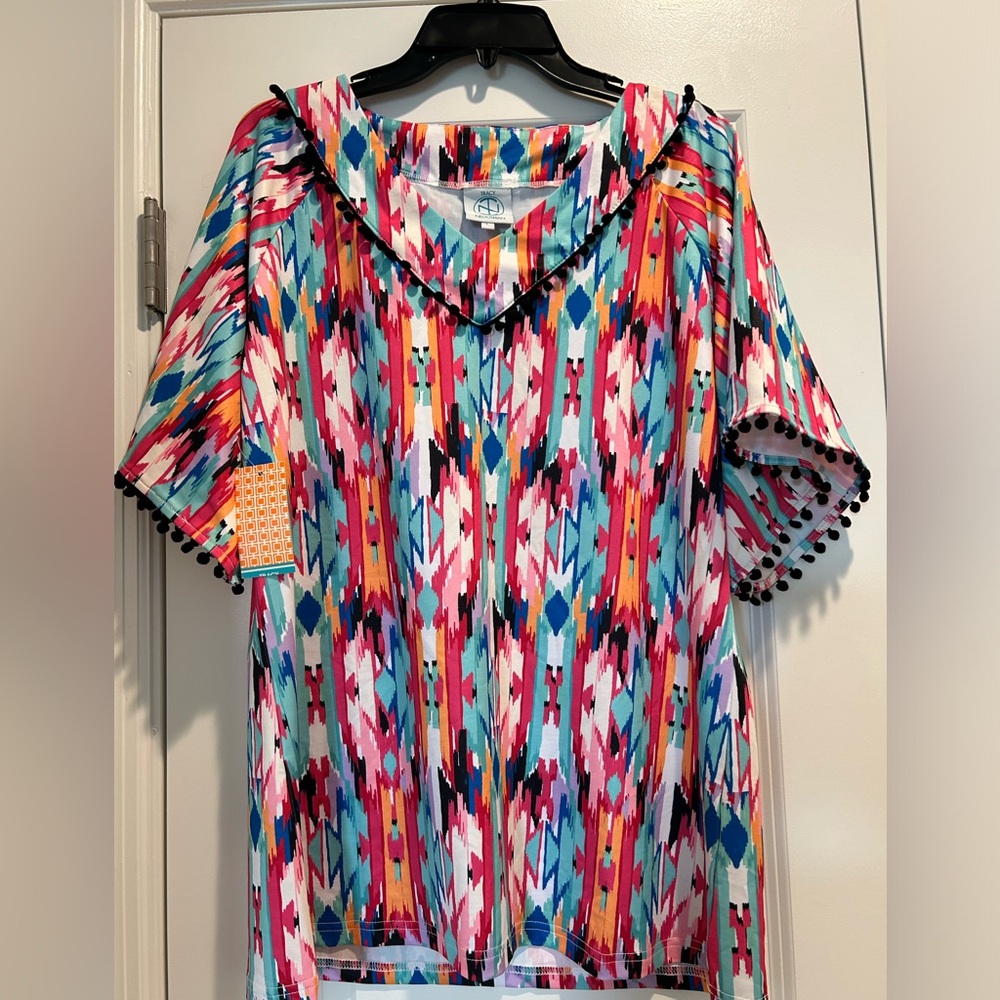 Tracy Negoshain Pom Printed Top L NWT